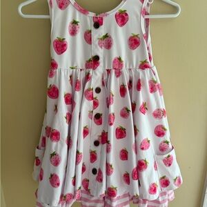 Sweet Caroline Girls Pink Strawberry Print Sundress